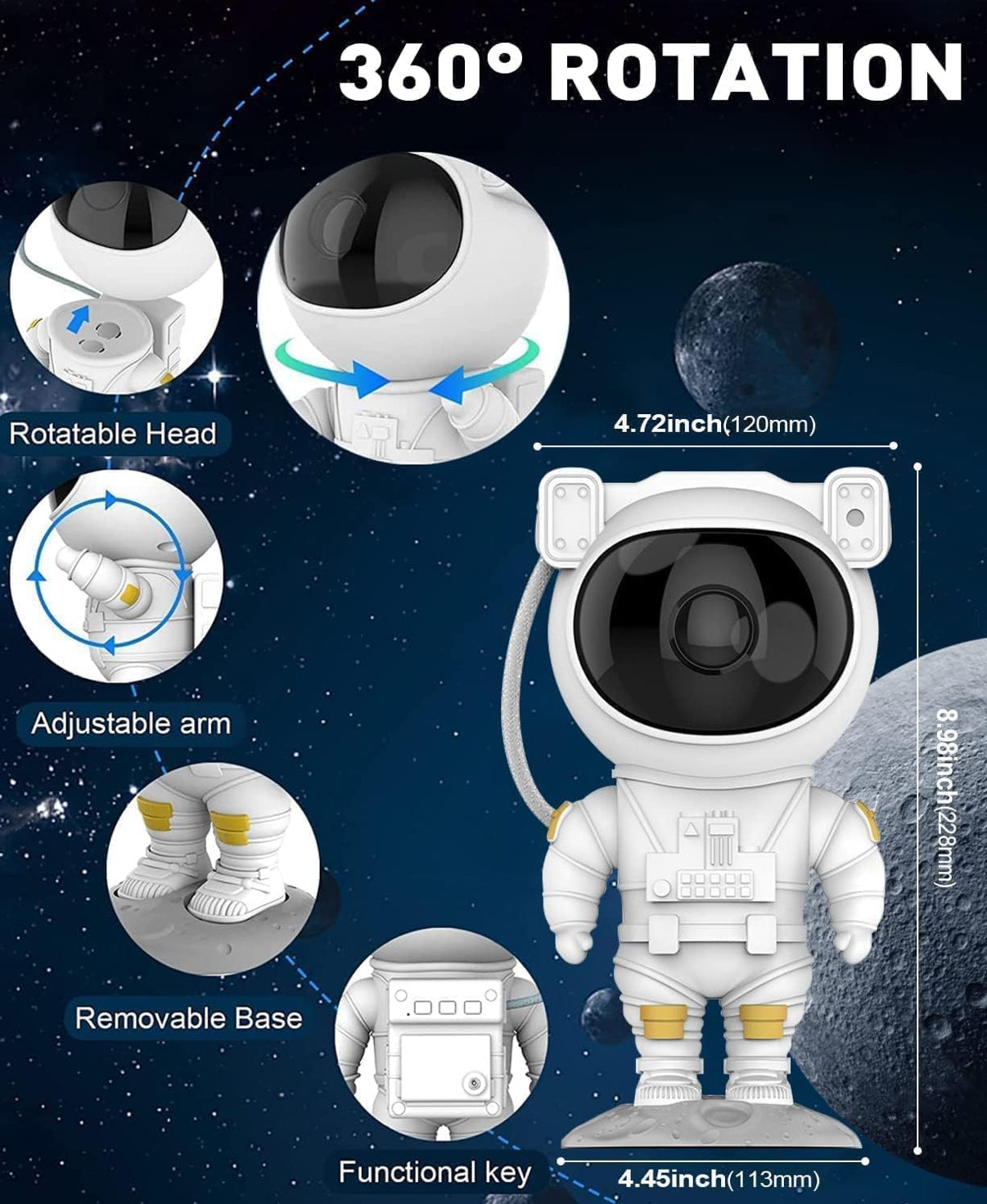 Astronaut Galaxy Projector 360 Degree